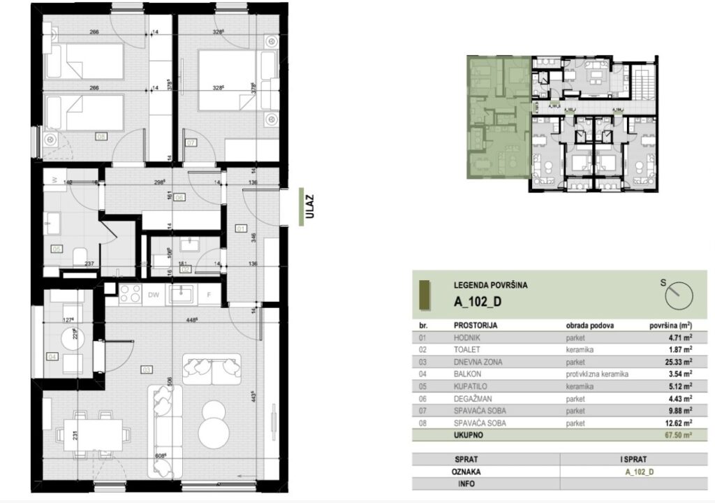 sovremennaya kvartira s 2 spalnyami i terrasoj v podgoricze rajon zabelo 06