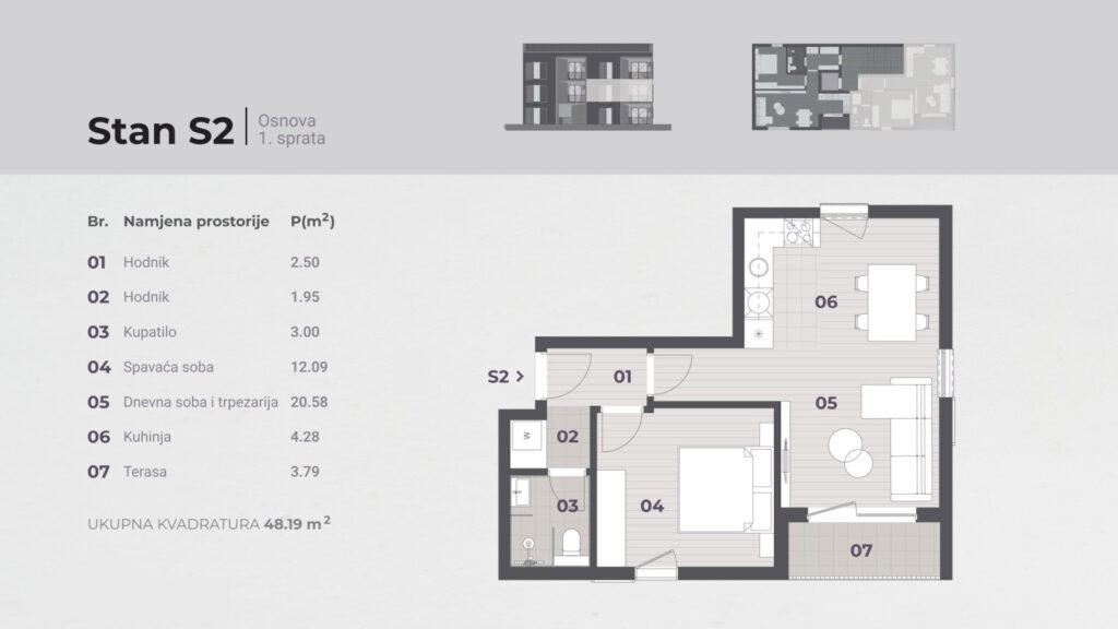 kvartira s 1 spalnej v novom zhilom dome v tivate rajon dumidran plan S2