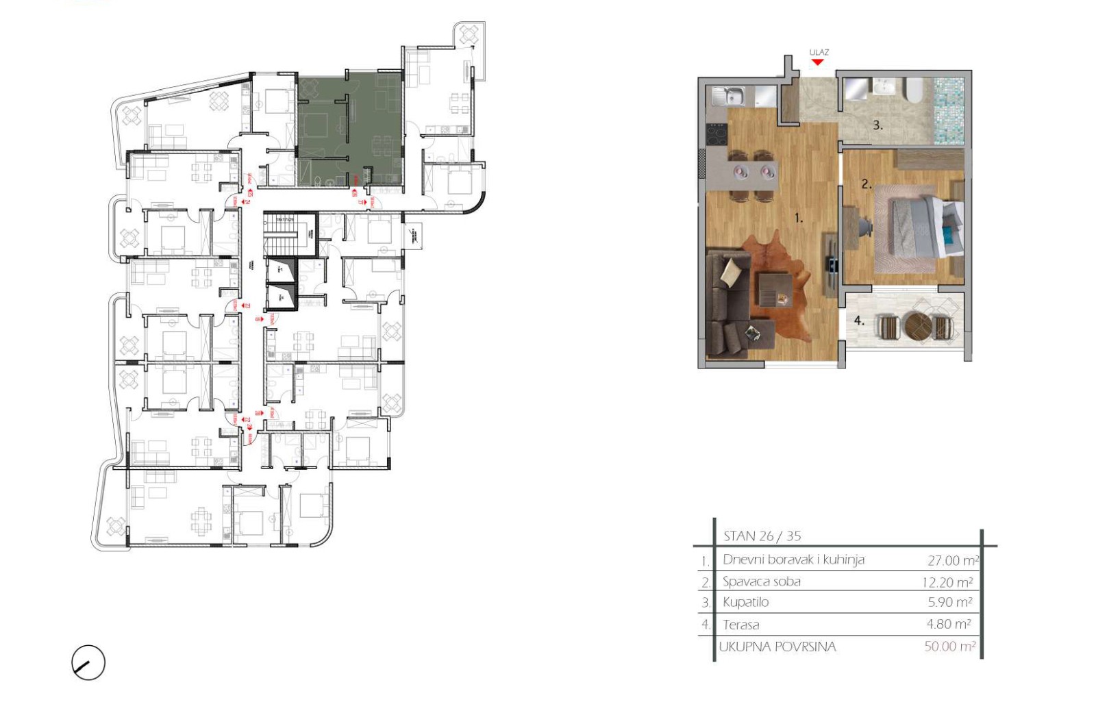 Wohnung 2 Schlafzimmer 70 m² Bar, Montenegro